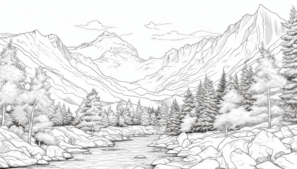 Colorado Rocky Mountain Coloring Page