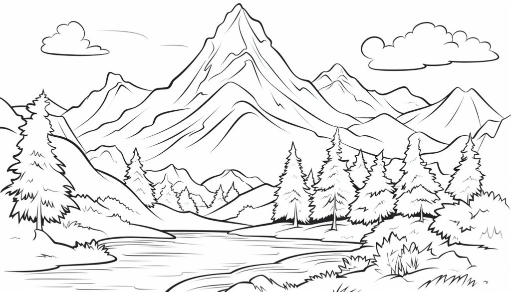 Easy Mountain Coloring Pages for Kids