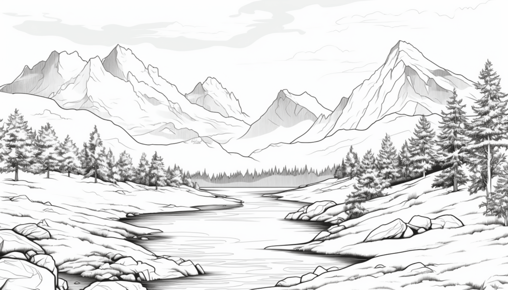 Colorado Rocky Mountain Coloring Page
