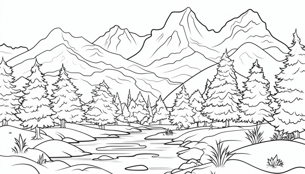 Easy Mountain Coloring Pages for Kids