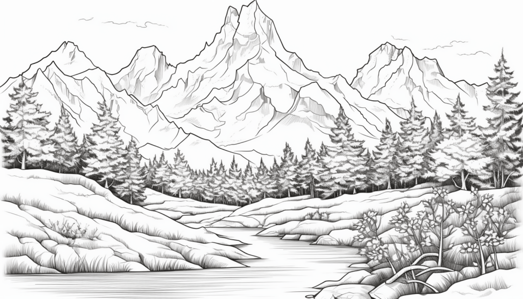 Printable Mountain Coloring Sheets for Adults