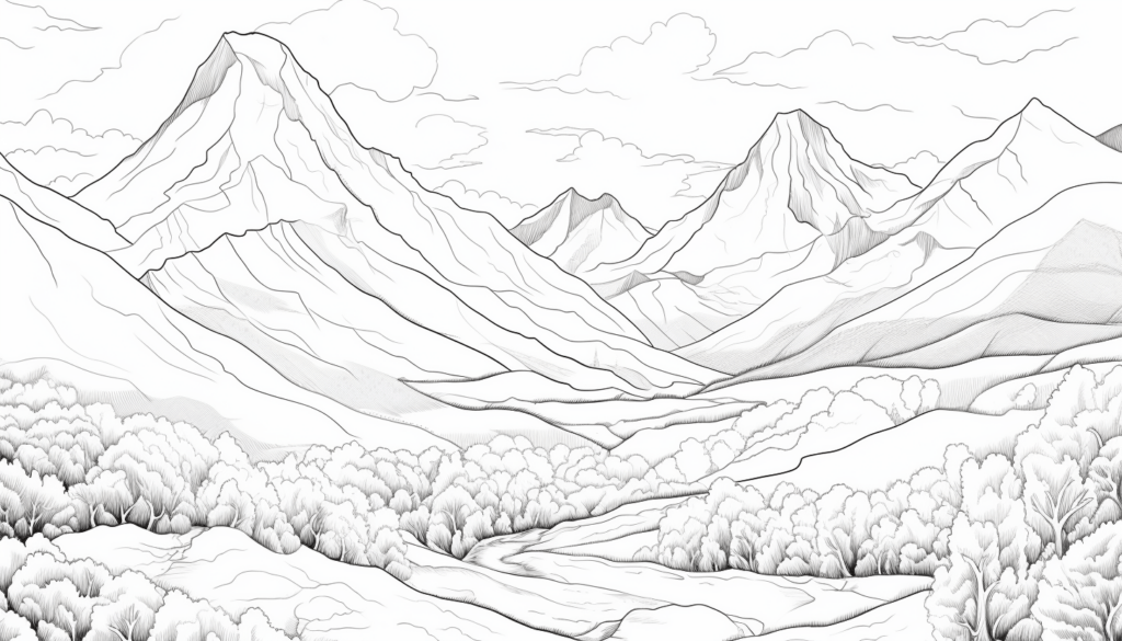 Mountains Coloring Pages