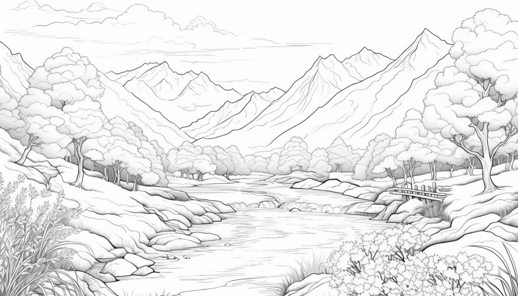 Landscape Coloring Pages Minimalist Scenery Coloring Adult