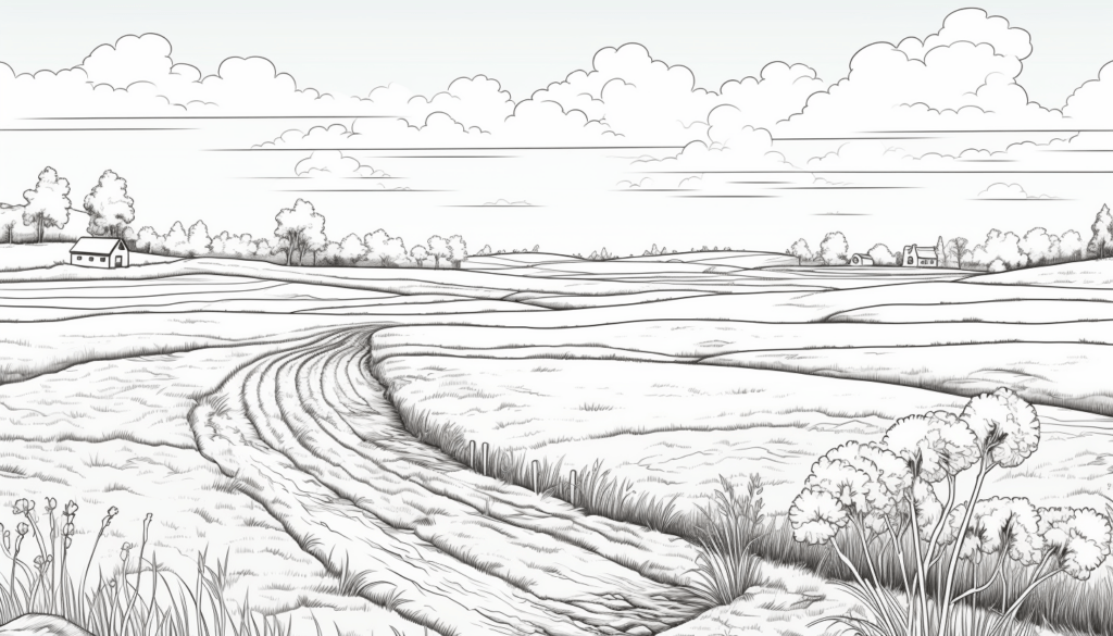 Beautiful Prairie Landscape Coloring Page