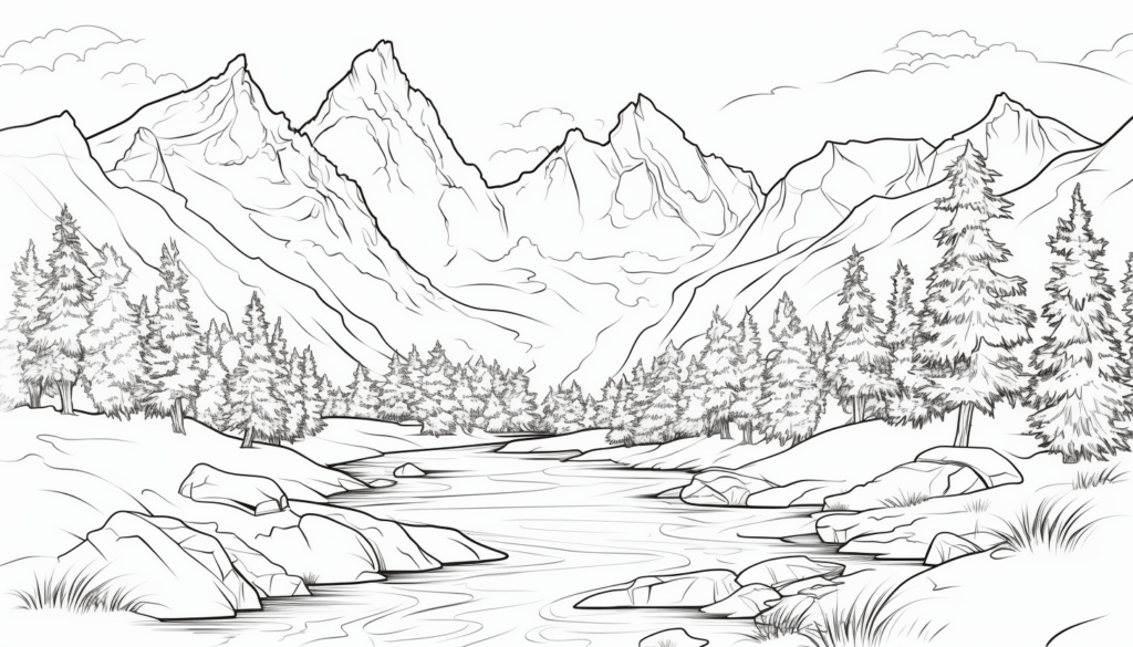 Colorado Rocky Mountain Coloring Page