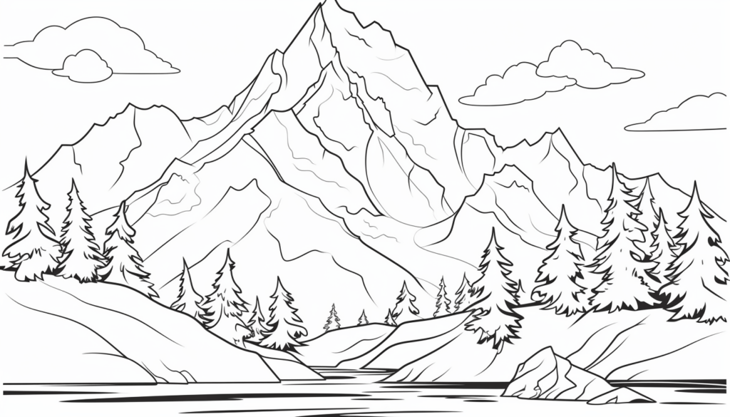 Easy Mountain Coloring Pages for Kids