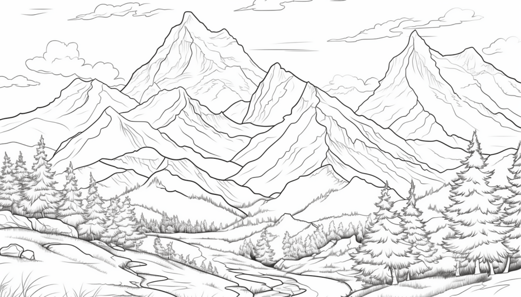 Mountains Coloring Pages