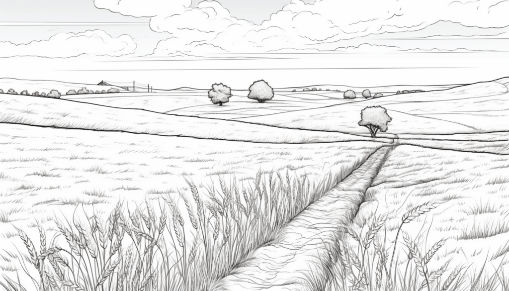 Beautiful Prairie Landscape Coloring Page