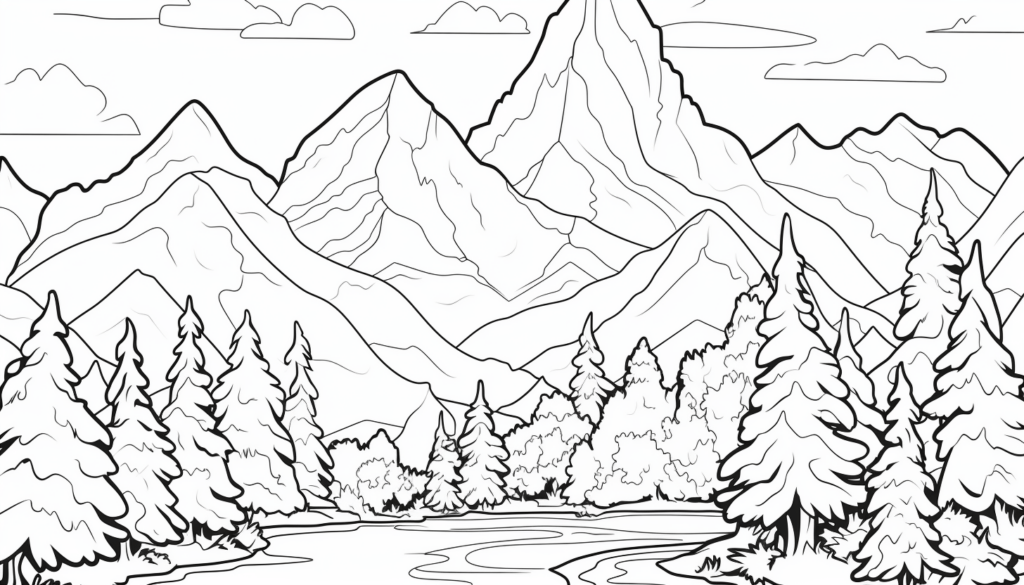 Easy Mountain Coloring Pages for Kids