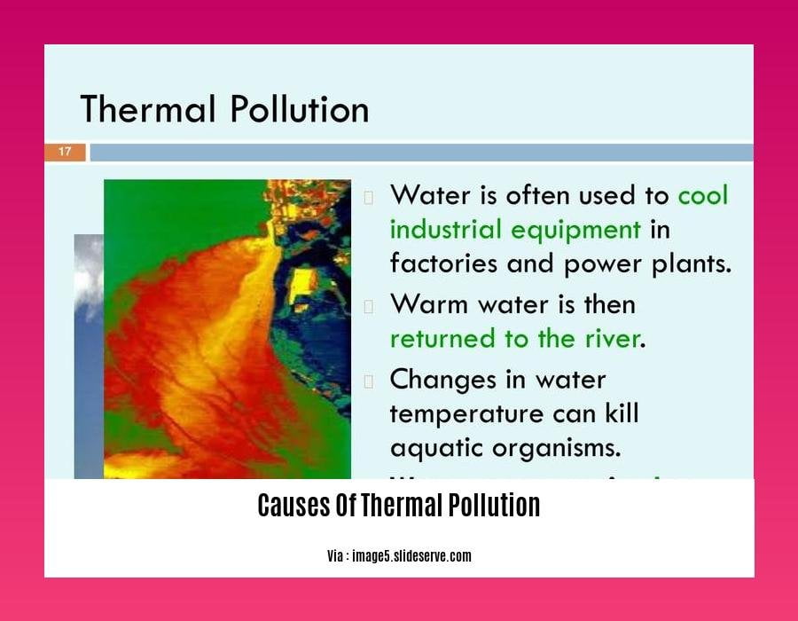 Causes of thermal pollution in points