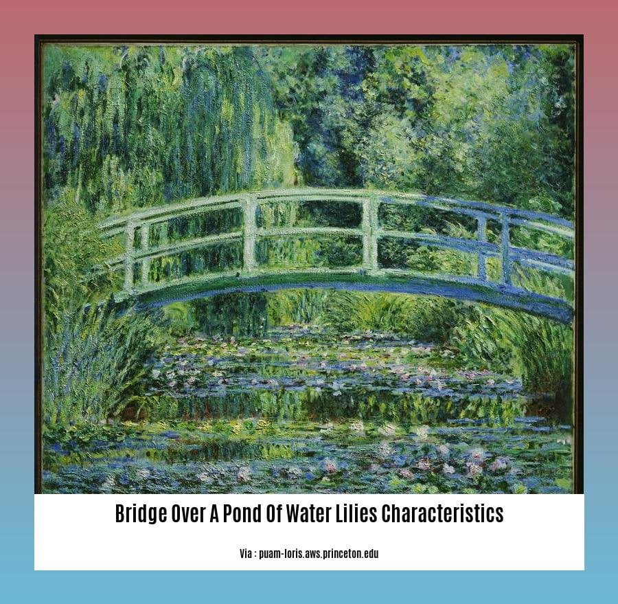 bridge over a pond of water lilies characteristics