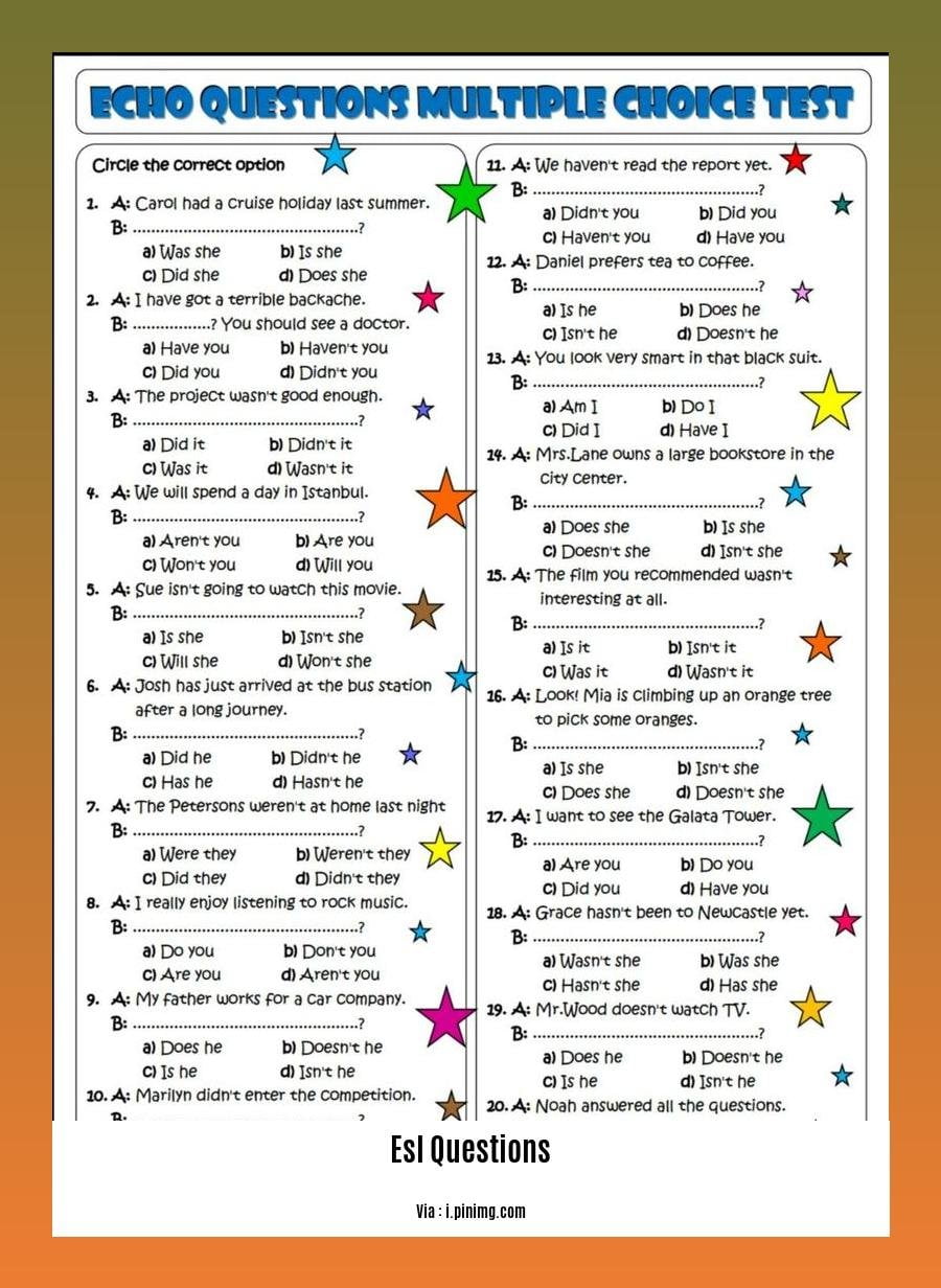 esl questions about everyday life