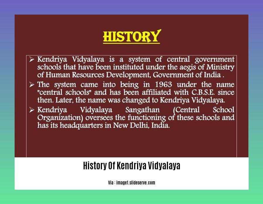 history of kendriya vidyalaya