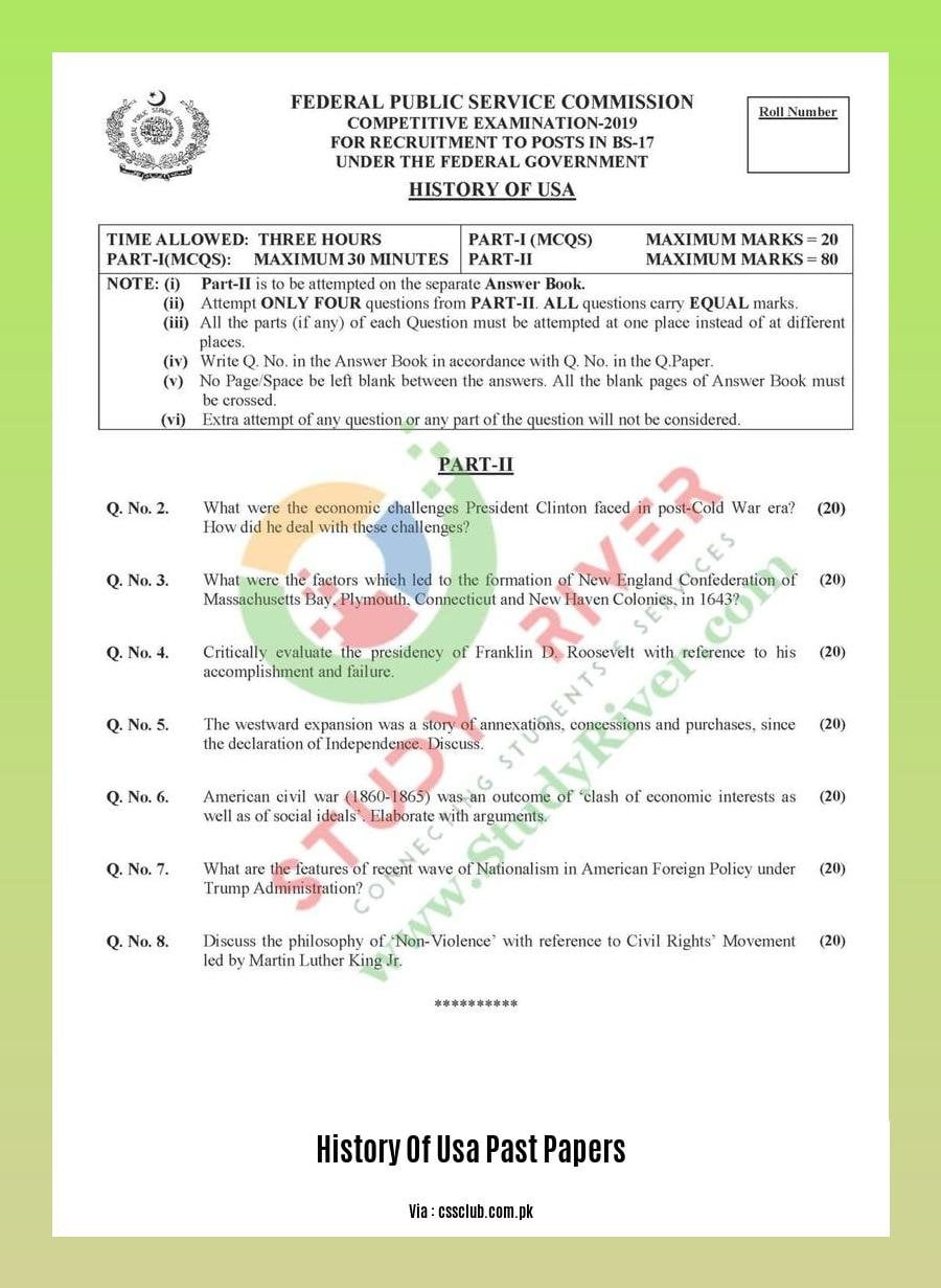 history of usa past papers