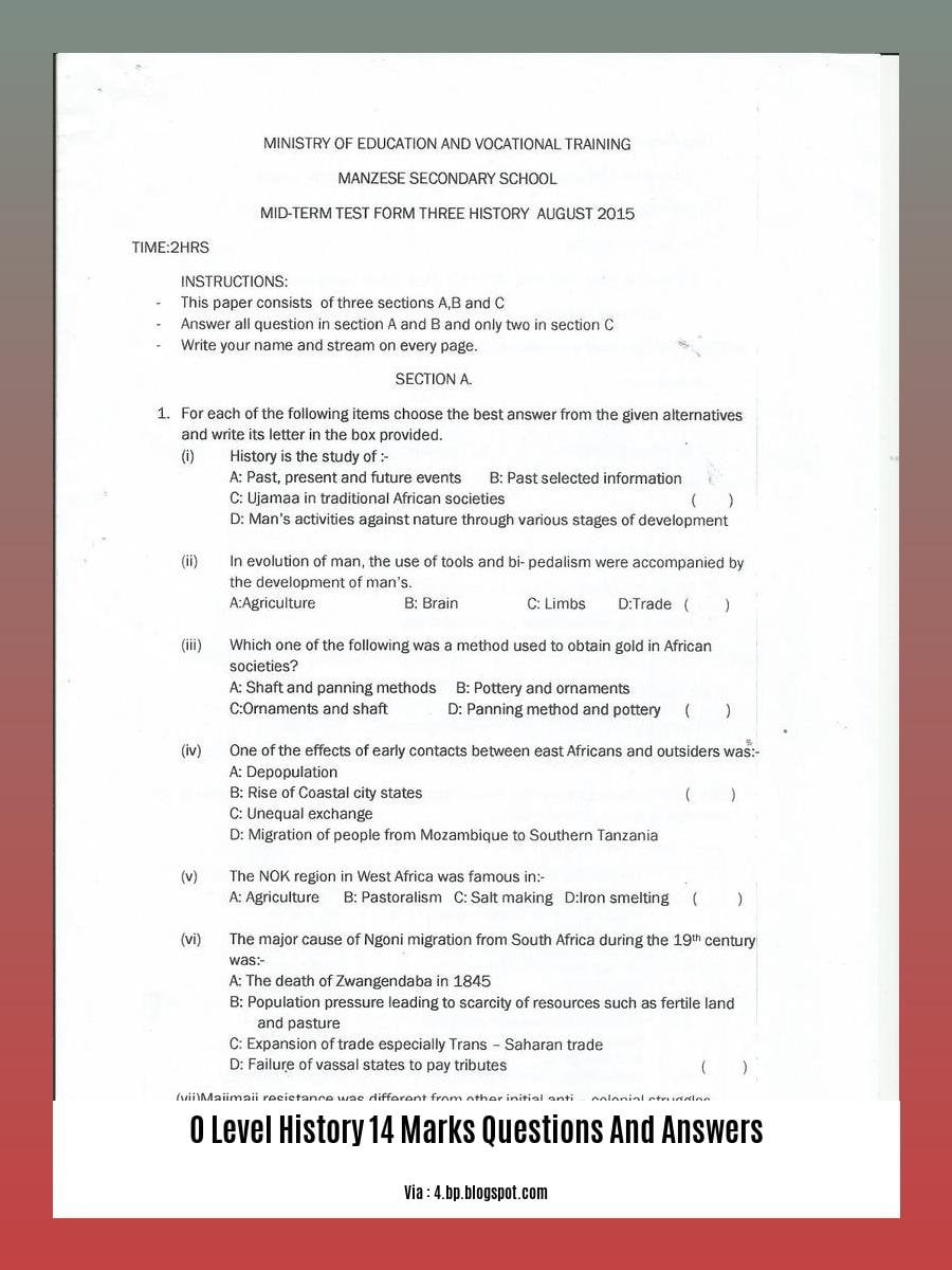 o level history 14 marks questions and answers