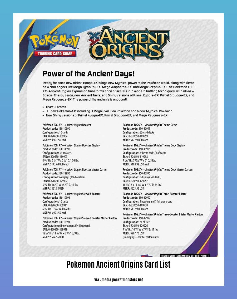 pokemon ancient origins card list 2