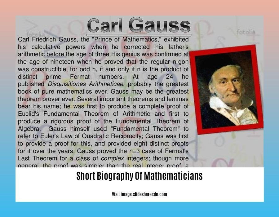 Short Biography Of Mathematicians