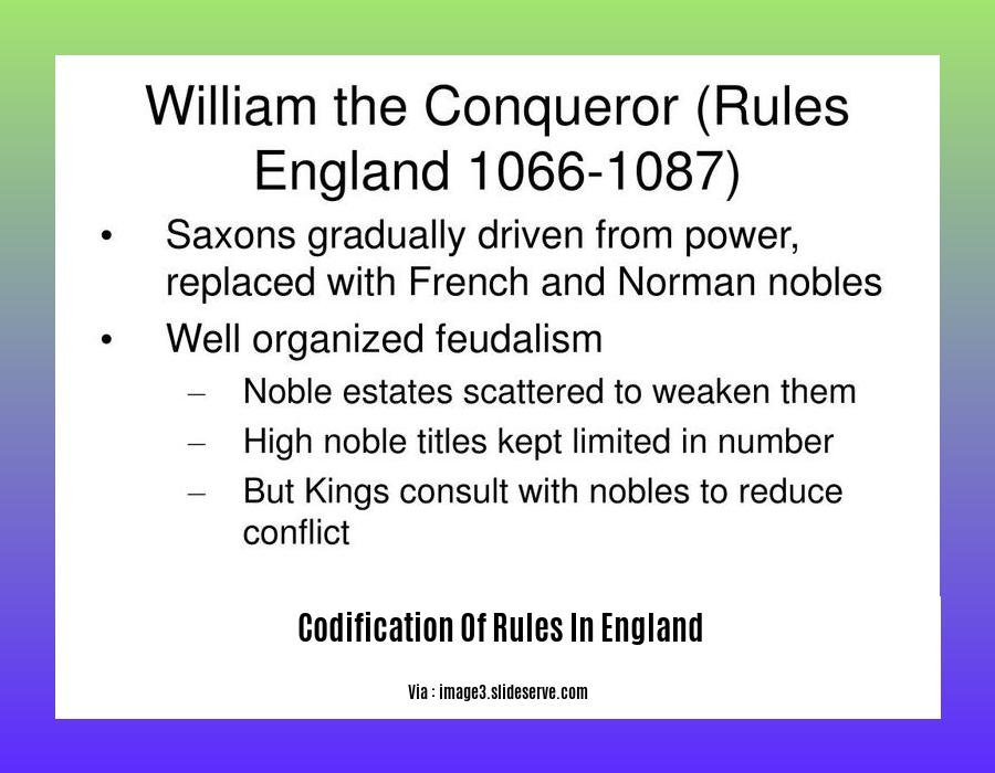 codification of rules in England 2