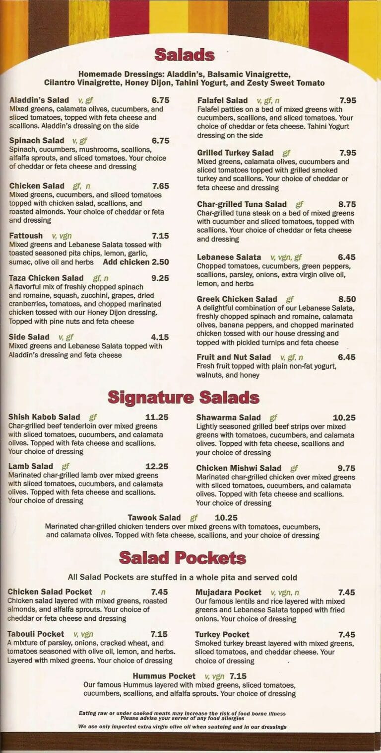 Aladdin's Eatery Menu: Explore Prices, Nutrition, & Locations
