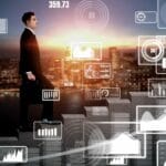 Double Exposure Image of Business Profit Growth conceptual