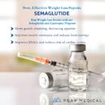 Vials and syringe on white table with background windows