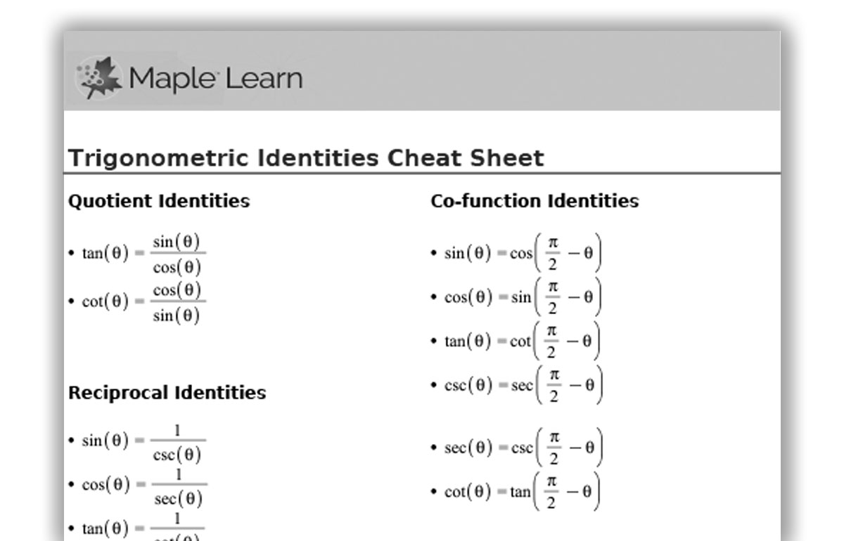 The Ultimate Trigonometry Identities Cheat Sheet Free Printable PDF The Ultimate Trigonometry Identities Cheat Sheet Free Printable PDF