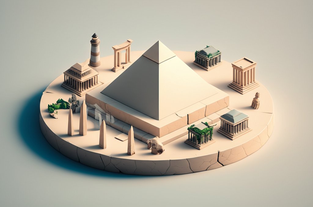 Illustration showing the 10 ancient wonders of the world, highlighting their historical significance.