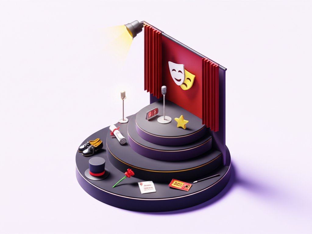 Informative graphic listing 10 facts about musical theatre with colorful icons and bold text.