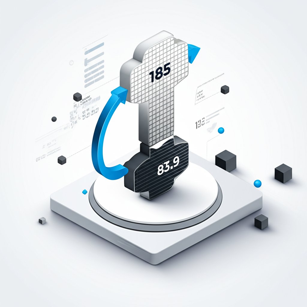 Scale displays 83.9 kg, representing the conversion of 185 lbs to kilograms.