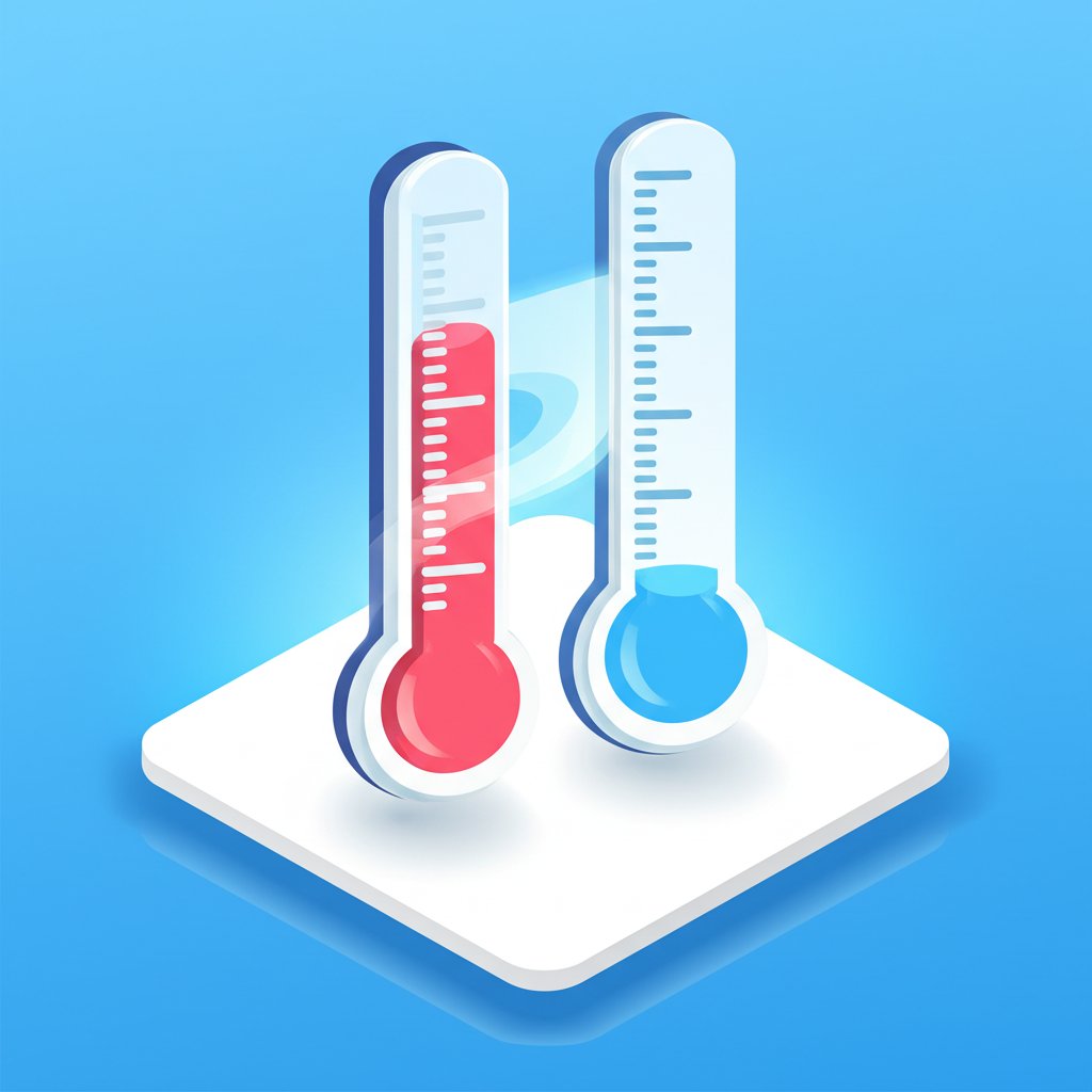 A thermometer displays 36.5 degrees Celsius converted to approximately 97.7 degrees Fahrenheit.
