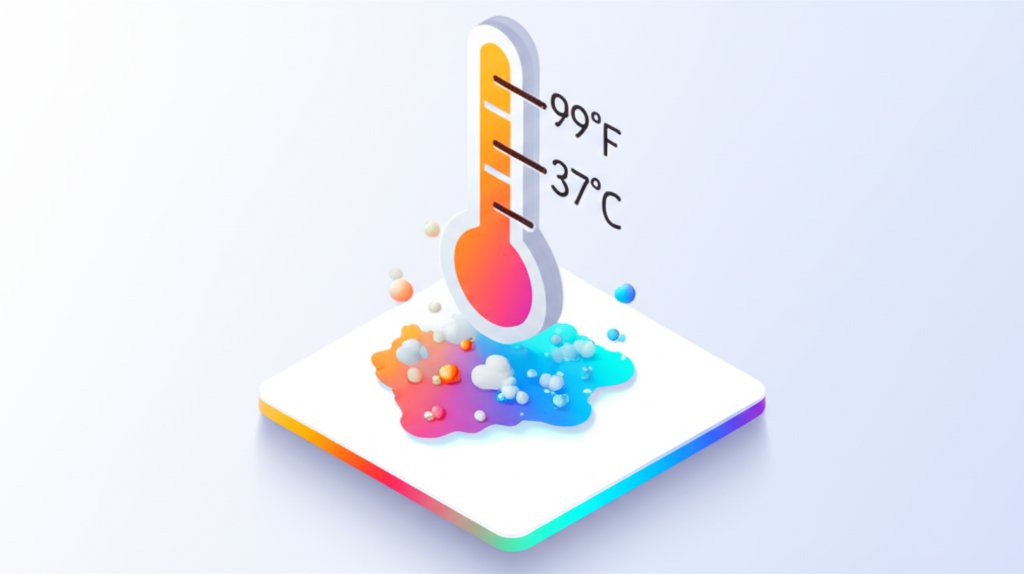 A calculator displaying the conversion of 99 degrees Fahrenheit to Celsius.