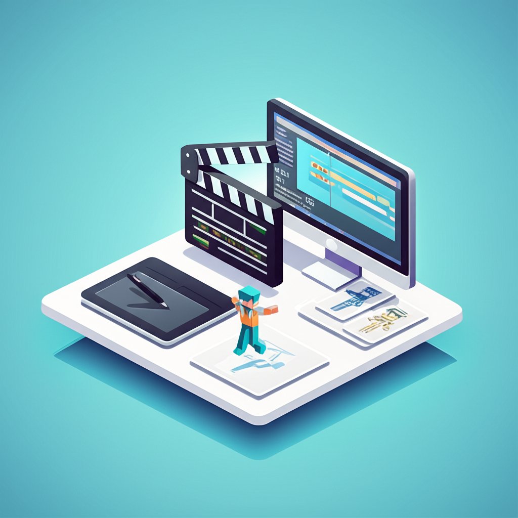 A person sits at a computer, happily animating a digital character.