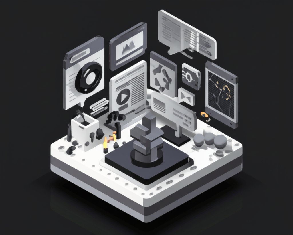 Abstract arrangement in grey and black hues, suggesting depth and subtle texture.