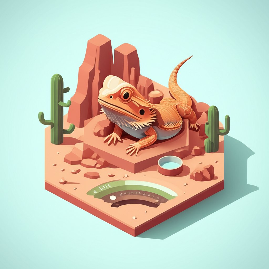 Bearded dragon on a rock, illustrating the lifespan and care requirements of the reptile.
