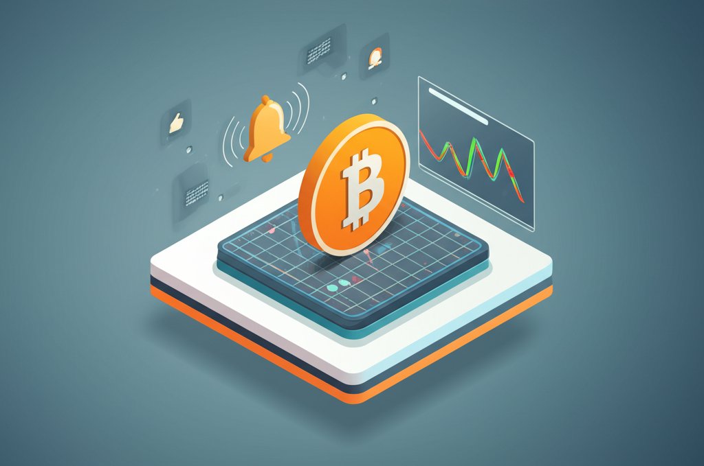 Bitcoin price tracking tool displaying real-time alerts on a computer screen.