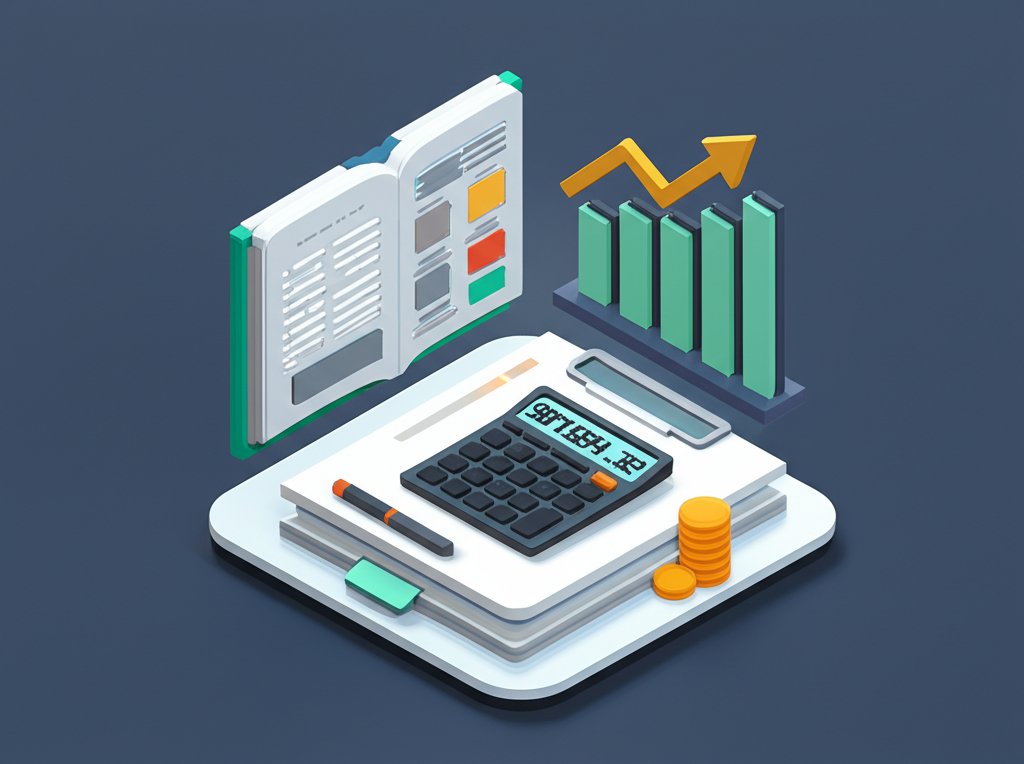Stack of accounting textbooks and a calculator, symbolizing chartered accountancy expertise.