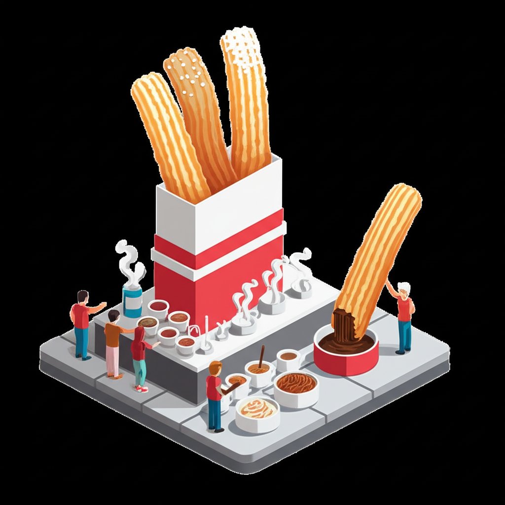 Crispy, golden churros dusted with cinnamon sugar, served with a rich chocolate dipping sauce.