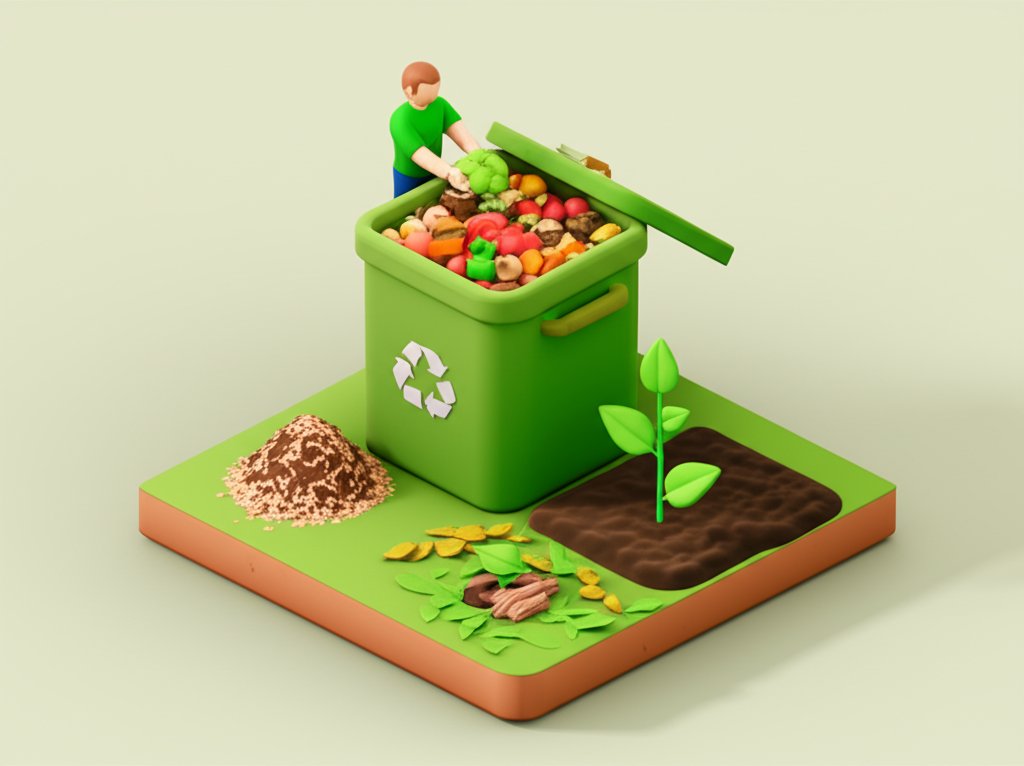 Close-up of a compost bin with visible decomposing organic matter, showcasing sustainable recycling.