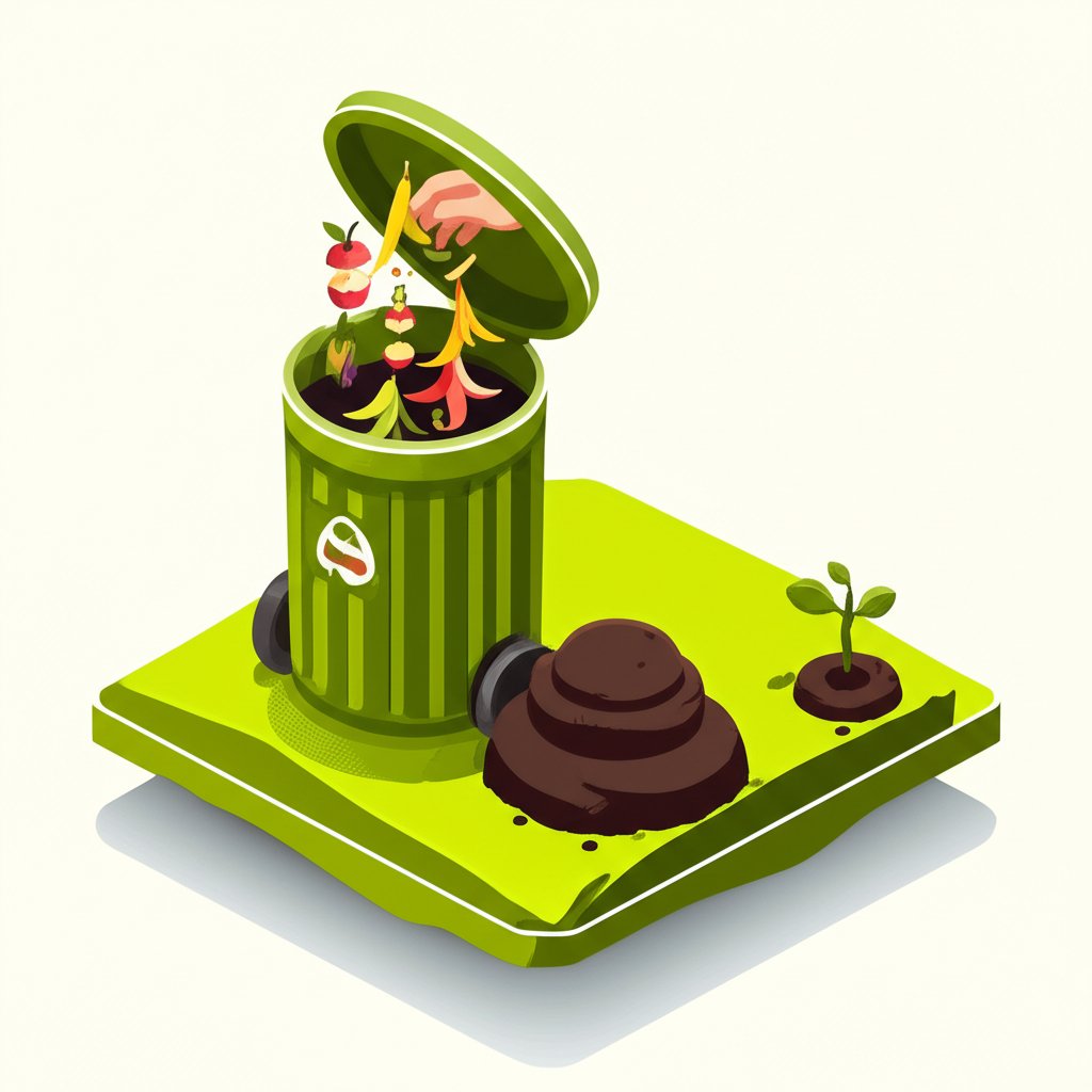 Close-up of food scraps in a compost bin, showing decomposition and recycling.