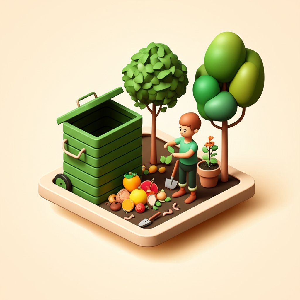 A simple compost bin with layers of brown and green materials, perfect for beginners.