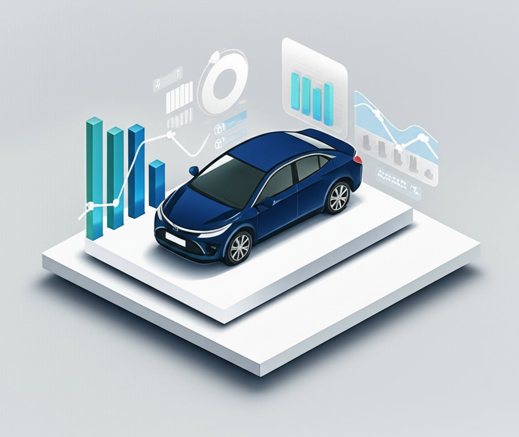 A bar graph showing key Corolla statistics like sales, reliability, and fuel efficiency.