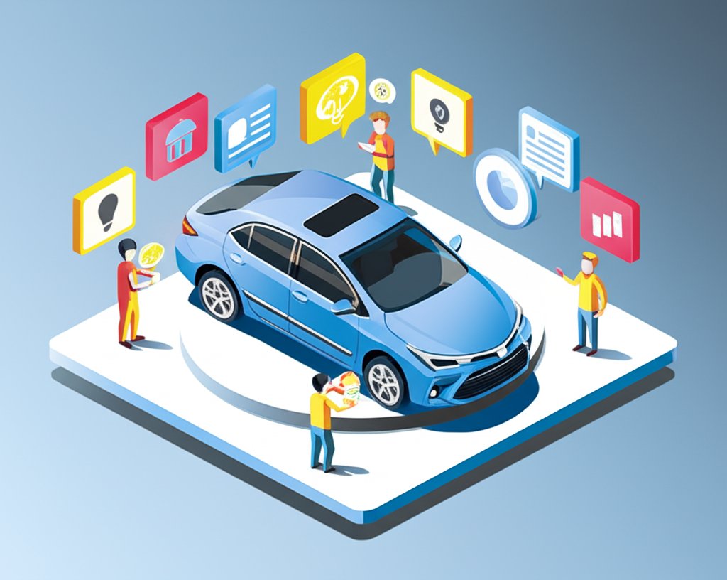 A Toyota Corolla car is pictured next to trivia questions about the model's history.