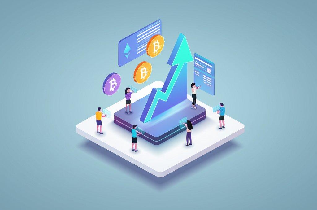 Cryptocurrency price quotes displayed on a digital screen with graphs and fluctuating numbers.