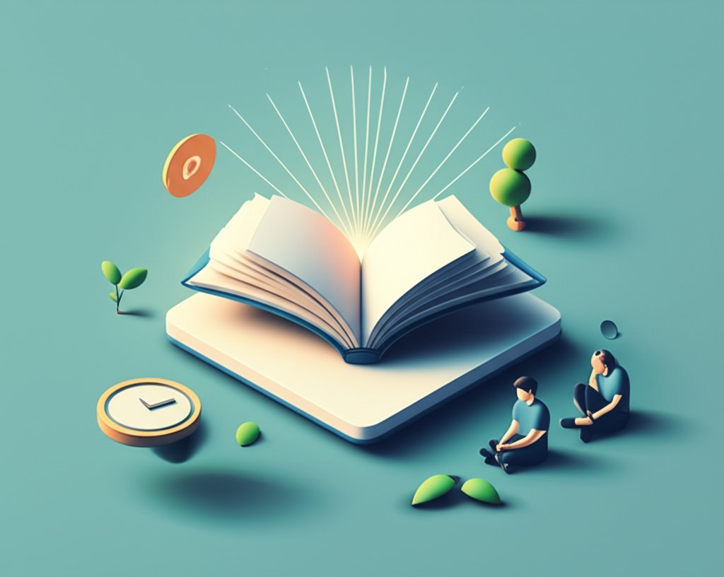 Open book displaying an inspirational quote, bathed in warm, inviting light.