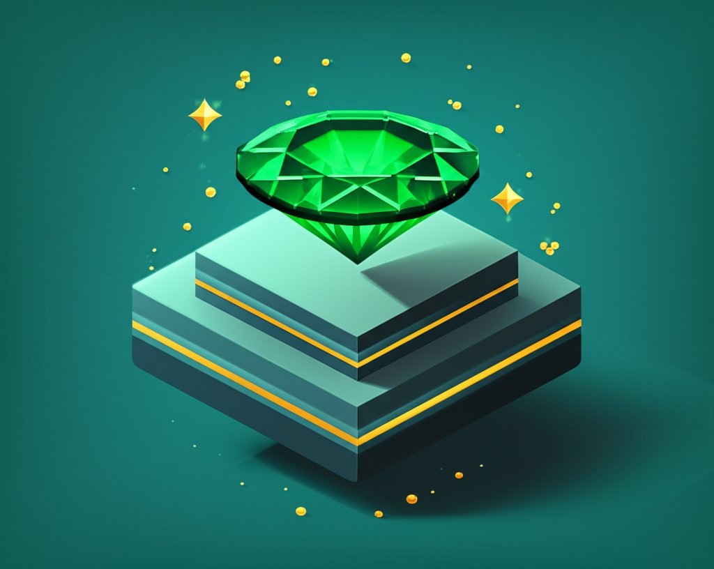 Lustrous, faceted emerald gemstone exhibiting rich green color and crystalline structure.