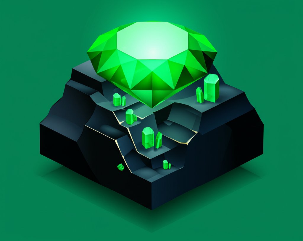 Lustrous, deep green emerald gemstones sparkling under soft light, showcasing their natural beauty.