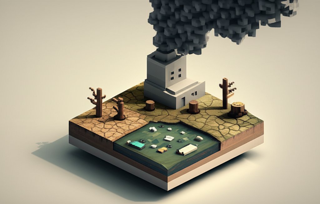 Polluted river with trash accumulation, depicting the severity of environmental problems.