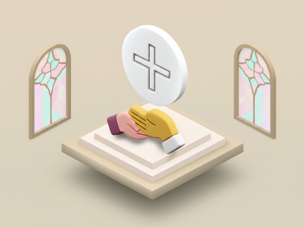 Communion elements of bread and wine, representing the body and blood of Christ.