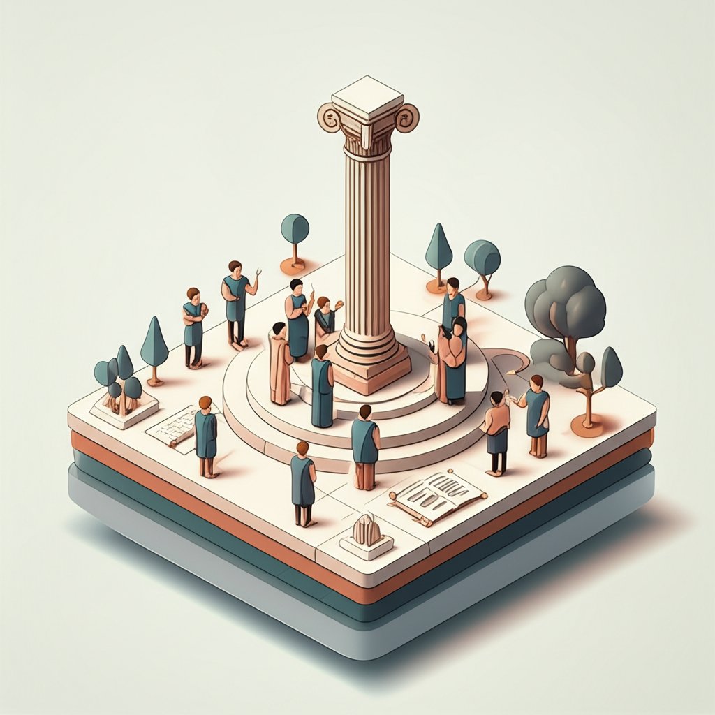 Infographic detailing facts about the government of Athens, including key figures and structure.