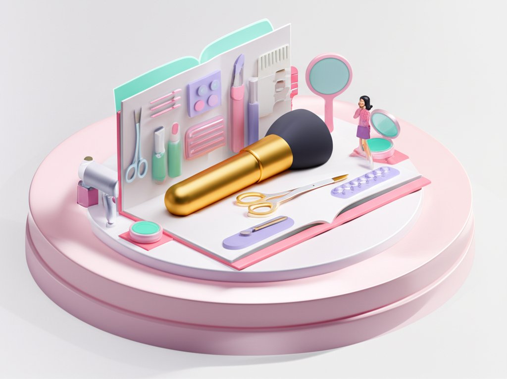 Stylized text art with fun facts about cosmetology, including history and skills.